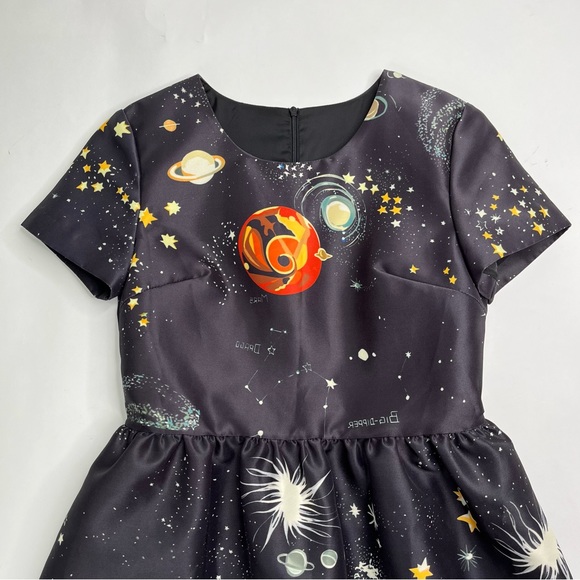 LIMITED EDITION Valentino Spa Cosmo Astrology Planet Star Space Navy ALine Dress - Picture 5 of 17
